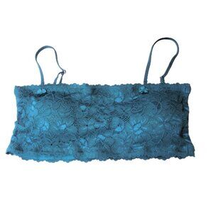 Sexy Blue Bralette Crop Top Lace Bandeau Adjustable Straps Removable Pads - NEW